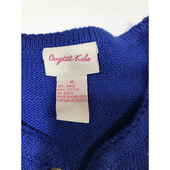 Vintage Crystal Kobe Heavy Knitted Christmas Snowmen Sweater Blue Size Medium - Picture 5 of 9